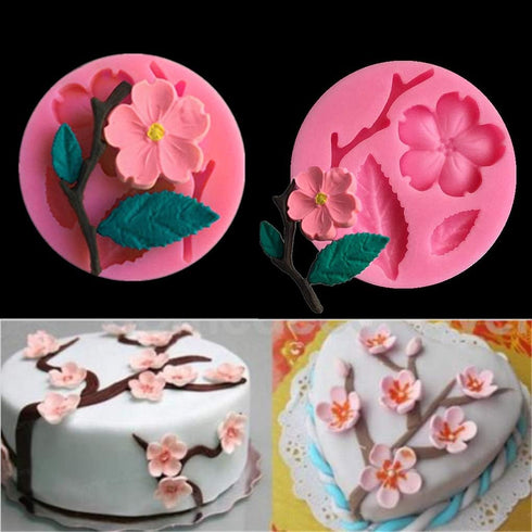 Rolin Roly Fondant Flower Mold Peach Leaves Molds 3D Silicone Mould Mini Cake Moulds for Cakes Decoration Accessories Candy Gumdrop DIY Making Cra...