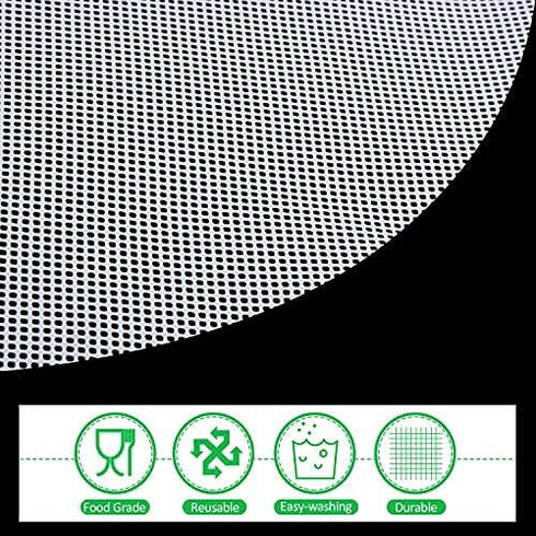 Blulu 8 Pieces Round Silicone Dehydrator Sheets, Non-stick Fruit Dehydrator Mats, Reusable Steamer Mat Mesh Sheet for Fruit Dryer...