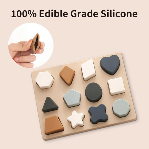 Mamimami Home Toddlers Shape Puzzle Montessori Learning Shape Toy Board for Kids Preschool Boys & Girls Educational Learning Silicone Shape Toys...