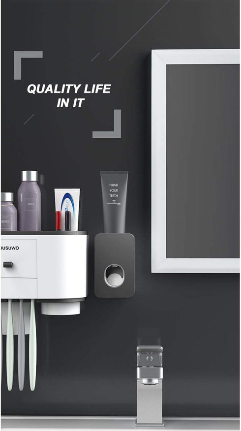 VICKSONGS Automatic Toothpaste Dispenser Wall Mounted, Toothpaste Dispenser Countertop,Toothpaste Squeezer for Family & Kids (Black)...