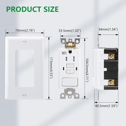 GFCI Outlet,Tamper Resistant GFCI Receptacle with Combination Switch,ETL Listed,Back &Side Wire,White (TR&WR15Amp)...