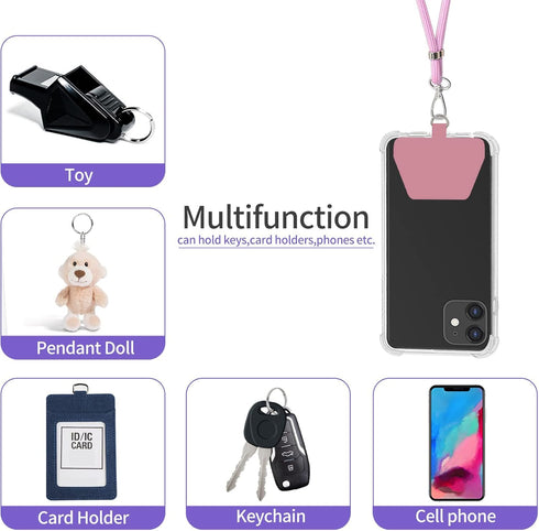SS Phone Lanyard Strap, Universal Neck Cord Lanyards Strap and Phone Tether Patch for All Phones and Case Combinations (Pink)...
