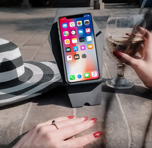 Unique Coffin Cell Phone Stand with Cool Engraved Skeleton for Halloween Goth Office Desk Accessories Supplies - Spooky Phone Holder for iPhone Ip...