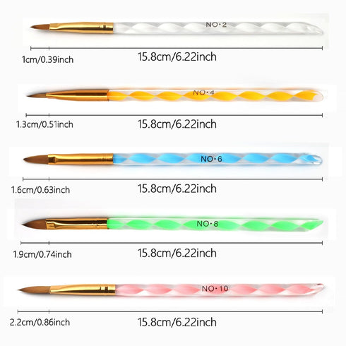 Nail Art Clean Up Brushes, 5 Pcs Painting Brushes for Nails with Flat/Oval/Fine Angled Gel Nail Brushes,Nail Brushes for Cleaning Nail Polish Mist...