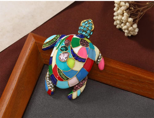 Colorful Sea Turtle Brooches For Women Men Fashion Rhinestone Animal Enamel Brooch Pin Jewelry Gift Accessories for Backpacks Set Badges Clothing ...