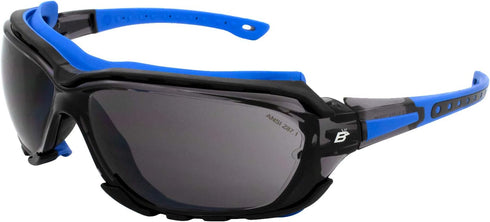Birdz Eyewear Gasket Safety Padded Motorcycle Sport Sunglasses Blue with Smoke Lens...