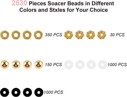 SEMATA Friendship Bracelet Making Kit for Girls Clay Beads, White Clay - Gold Beads for Bracelets Making & Jewelry Making...