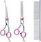 Maxshop Dog Grooming Scissors with Safety Round Tips, Heavy Duty Titanium Pet Grooming Trimmer Kit, Professional Thinning Shears, Curved Scissors ...
