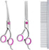 Maxshop Dog Grooming Scissors with Safety Round Tips, Heavy Duty Titanium Pet Grooming Trimmer Kit, Professional Thinning Shears, Curved Scissors ...