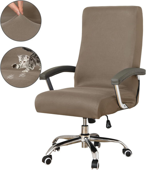 Jin Le Office Chair Cover- Medium, Khaki- Removable Computer Chair Cover for Office Chair with Zipper for Universal Rotating Chair Desk Chair Cove...