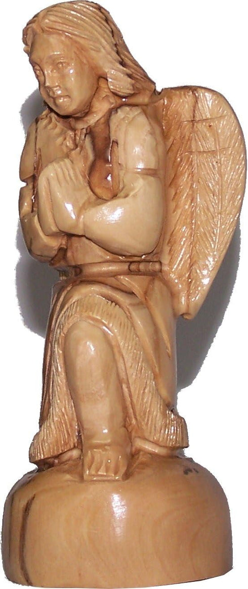 Holy Land Market Small Praying Kneeling Angel - Carved in Olive Wood (13.5cm or 5.4 Inches)...