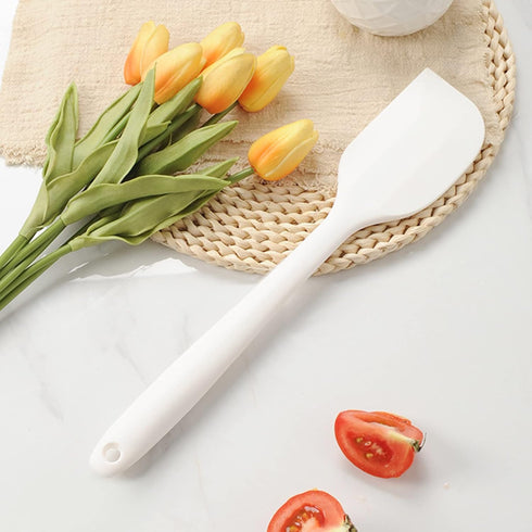 White Silicone Spatula for Cooking Heat Resistant, 10.8In Small Kitchen Spatula Silicone, Flexible Rubber Spatula for Baking...