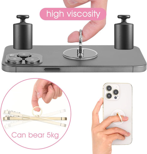 4 Pcs Diamond Cell Phone Ring Holder Stand Transparent Finger Grip Clear Phone Ring Grip Clear 360° Degree Rotation Kickstand Phone Rings for Back...