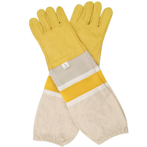 Professional Beekeeping Gloves Hornets Premium Goatskin Leather Beekeeing Supplies with Long Canvas.XL X-Large...