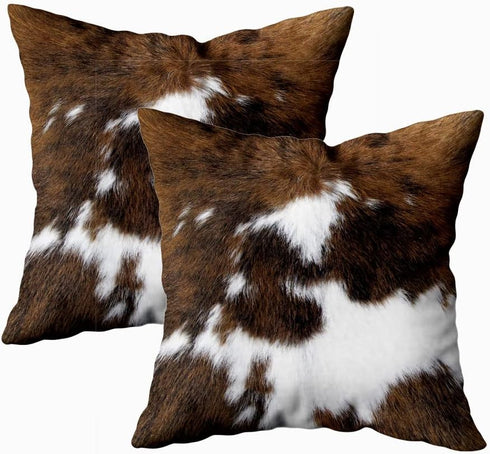 TOMWISH Pack of 2 Throw Pillow Covers Christmas Cowhide Printing Western 18x18 Pillow Cover,Decorative Throw Pillows Cushion Covers for Home Livin...
