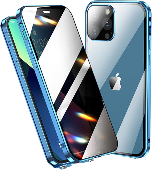 Anti-spy Screen iPhone13 Pro max case Metal Frame Lock + Magnetic adsorption Anti-Peeping 360 Full Body Double-Sided Glass case Camera Lens Protec...