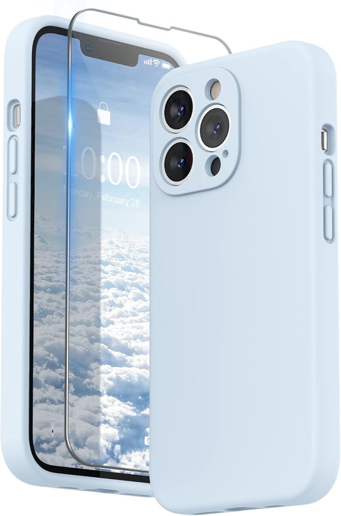SURPHY Compatible with iPhone 13 Pro Case with Screen Protector, (Camera Protection + Soft Microfiber Lining) Liquid Silicone Phone Case 6.1 inch ...