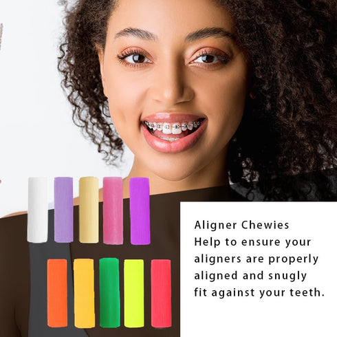 120PCS Aligner Chewies,10 Mix Colors Chew for Invisalign Aligners,Orthodontic Silicone Chompers Aligner Trays Seaters...
