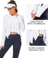 G4Free Women's Long Sleeve Workout Shirts UPF 50+ Sun Protection Crop Tops Lightweight Quick Dry Rash Guard Shirt (White,XL)...