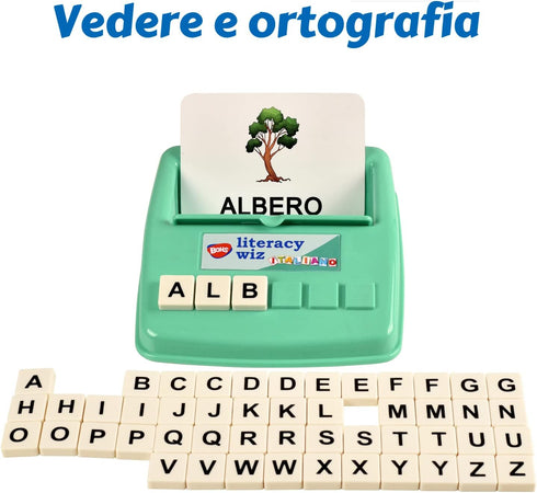BOHS Italian Literacy Wiz Fun Game - See and Hide Spelling - 60 Flash Cards - Preschool Language Learning Educational Toys...