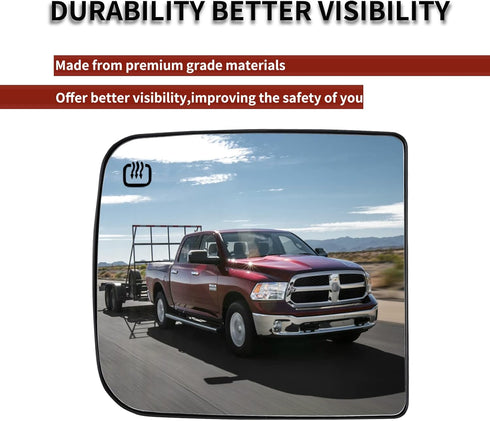 Driver Left Side Mirror Replacement for Dodge Ram 1500 2500 3500 4500 5500 2009 2010 2011 2012 2013 2014 2015 2016 2017 2018 2019 2020 - Rearview ...