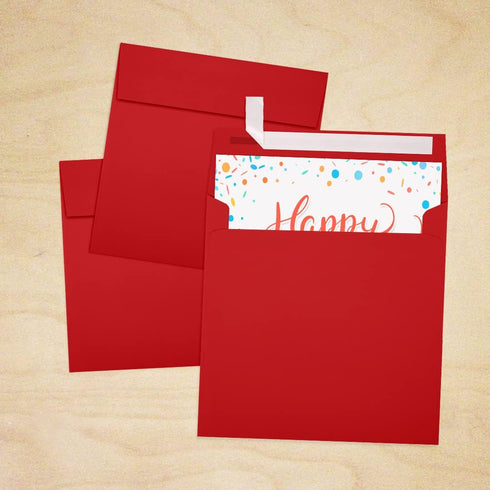 LUXPaper Square Invitation Envelopes | Peel & Press | 6" x 6" | Ruby Red | 80lb. Text | 50 Qty...