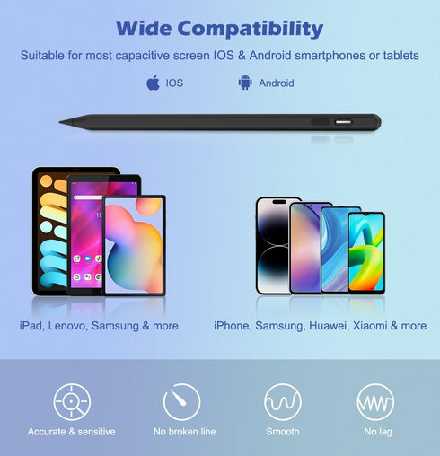 MoKo Stylus Pens for Touch Screens, Fast Charge Stylus Pen for Apple iPad/iPhone/Samsung/Lenovo/iOS/Android Tablets&Smart Phone Universal Stylus C...