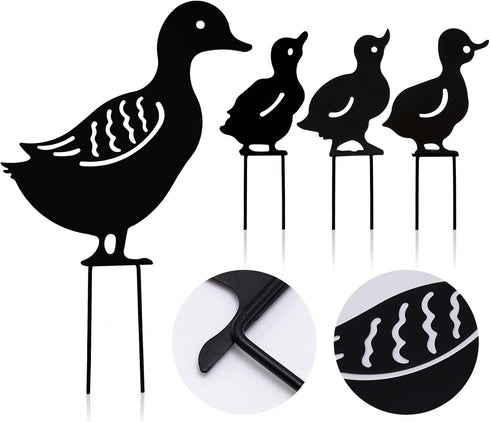 Duck Garden Statue Mallard Duck Statue Metal Lawn Ornaments Hollow Garden Decorations (Black)...