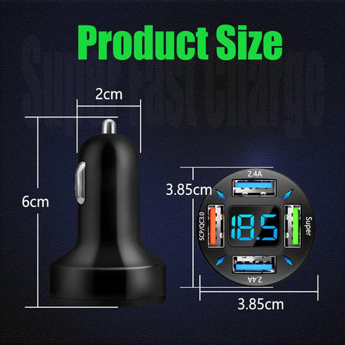USB Car Charger, 22.5W 4 Ports USB Fast Car Charger, USB Car Charger Fast Charge Car Charger Adapter QC3.0 & 2.4A Compatible with iPhone & Android...