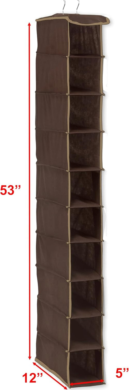Simple Houseware 10 Shelves Hanging Shoes Organizer Holder for Closet, Brown...