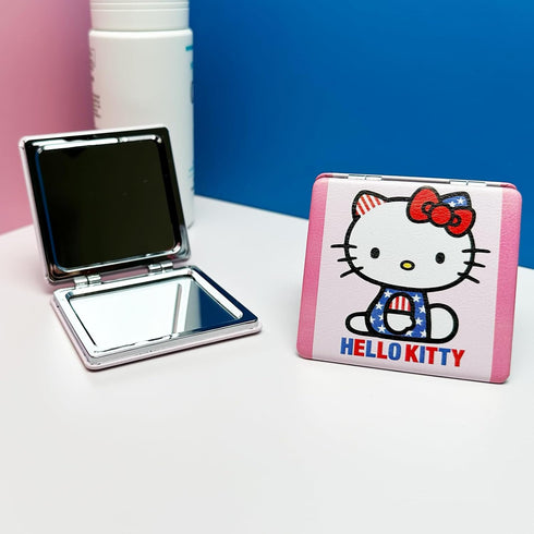 Kitty Travel Cosmetic Bag with Mirror and Hair Tie, Large Capacity Cartoon Cosmetic Pouch Makeup Bag with Zipper, Plush Travel Toiletry Bag Makeup...