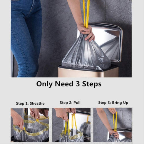 Drawstring Garbage Bags, Thick Durable Leak-proof Trash Bags, 4-6 Gallon Strong Rubbish Bags Wastebasket Liners for Home, Office 48 Counts/3 Rolls...