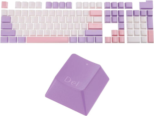 MECCANIXITY 104 Keys Pudding Keycaps Set OEM Profile 60 Percent ABS for Mechanical Keyboard Layout, White & Purple Double Shot...