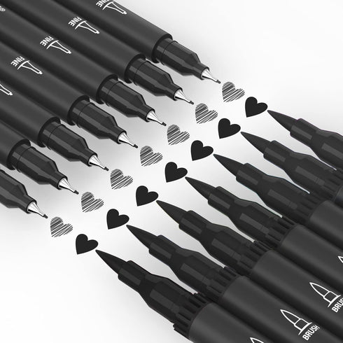 Mogyann Drawing Pens, 12 Pack Dual Brush Pens Black Markers for Art Drawing Sketching...