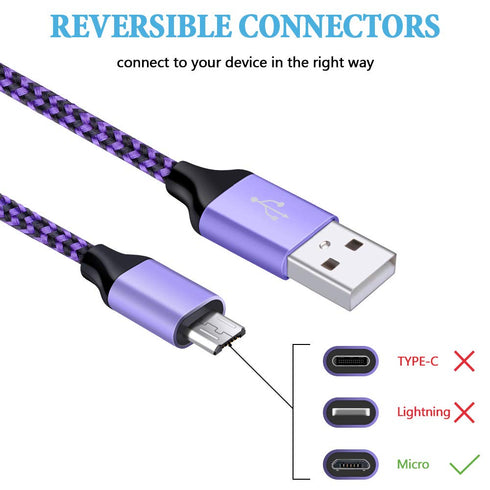 AILKIN Micro USB Cable, 5-Pack 6ft High Speed Nylon Braided Android Charging Cables for Samsung Galaxy J8/J7/S7/S6/Edge/Note5, Sony, Motorola, HTC...