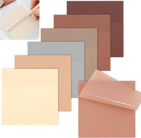 EOOUT Transparent Sticky Notes, 6 Pack 3x3 Inch Clear Sticky Pads Morandi See Through Notes for Book Study Aesthetic Office School Supplies, 300 S...