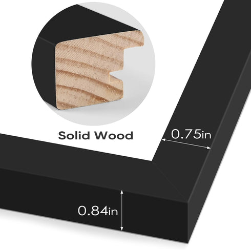 Golden State Art, 6x6 Square Picture Frame - Solid Wood with Real Glass - Display Picture 4x4 with Mat or 6x6 without Mat - Black Photo Frame for ...