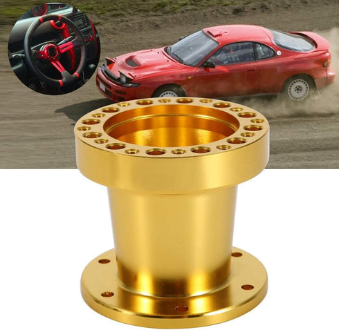 Steering Wheel Hub Adapter?2 Colors 3inch 50mm Universal Car Steering Wheel Hub Aluminum Spacer Steering Wheel Hub Adapter Kit(Gold)...