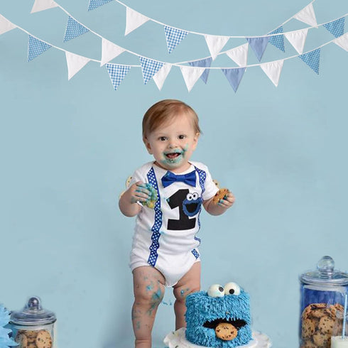 32Ft Blue White Plaid Dot Fabric Bunting Banner Triangle Flags Cotton Garland Pennant for Birthday Wedding Baby Shower Engagement Tea Party Classr...