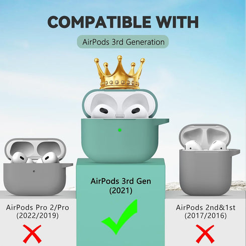 AirPods 3rd Gen Case Cover 2021 with Cleaner Kit,Soft Silicone Protective Case for Apple AirPods 3rd Generation Charging Case with Keychain,Shockp...