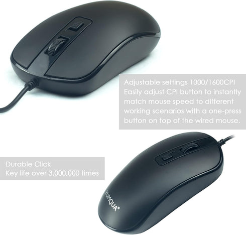 SB101 Computer Mouse Wired 3 Pack, Office Noiseless Slim USB Optical Corded Mouse for Laptop Chromebook PC Home Notebook...