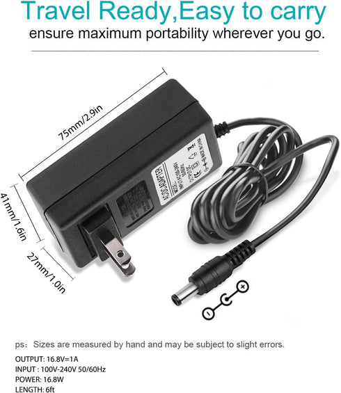 16.8V AC/DC Massage Gun Charger Adapter with 16.8V 0.8A 1A Massage Guns Power Supply Cord Cable (6.6Ft)...