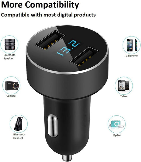 LIHAN Dual USB Car Charger, 4.8A Output, 12/24 Volt USB Adapter Plug for Cigarette Lighter Voltage Meter, Compatible with iPhone,iPad, Samsung Gal...
