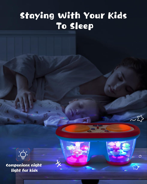 Baby Toys for 6 to 12 Months, Drum Musical Instruments Rotating Light Up Toys for 12-18 Months Kids, Tummy Time Toys for Baby 0-3-6-9 Months, Walk...