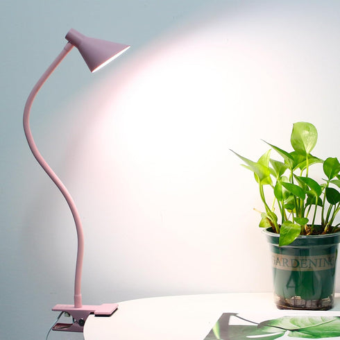 Desk Clip Reading Light, 3 Light Modes 10 Dimmable Brightness, Eye-Caring Bedroom Bedside Lamp, Flexible Neck Clamp Lamp?Pink?...