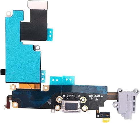 Johncase OEM Charging Port Dock Connector Flex Cable w/Microphone + Headphone Audio Jack Port Ribbon Replacement Part Compatible for iPhone 6 Plus...
