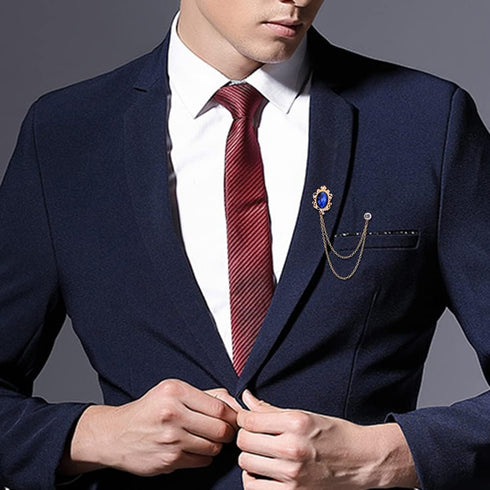 Men's Gem Brooch Lapel Pin Badge Hanging Chains Collar Brooches Pin for Career Suit Tuxedo of Shirts Tie Hat Scarf for Boyfriend Father Birthday...
