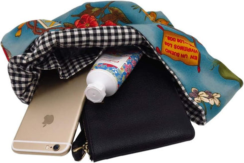 BAR Stylish Cotton Japanese Pattern Wrist Bag Sleeve Knot Pouch Portable Canvas Tote Purse for Female, Women (Plant)...