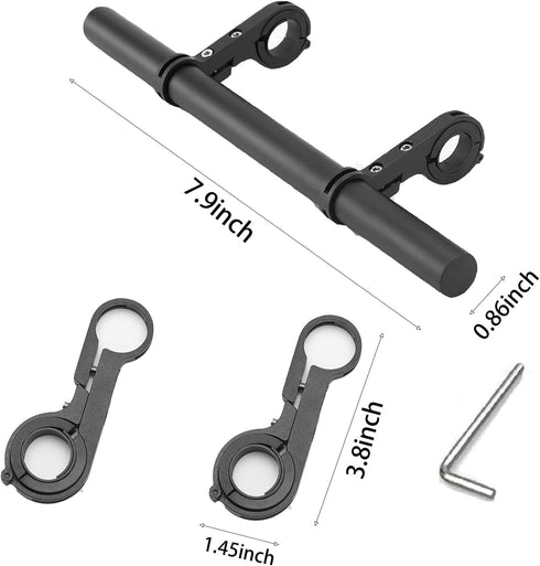 Bike Handlebar Extender,Bike Handlebar Extender with Double Mounting Clamp Bracket,For Bike Mounts,Extender Bars, Headlights,Light Lamp,Bicycle Ac...