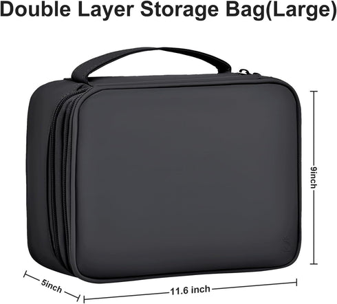Large Capacity Electronics Accessories Organizer Travel Case with Adjustable Divider Waterproof Leather Cord Organizer Case Shockproof Tech Organi...